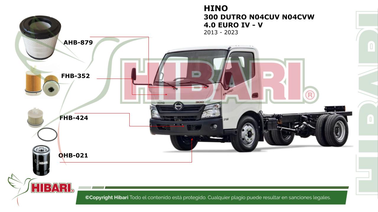 En este momento estás viendo HINO 300 DUTRO N04CUV N04CVW 4.0 EURO IV – V  2013 – 2023